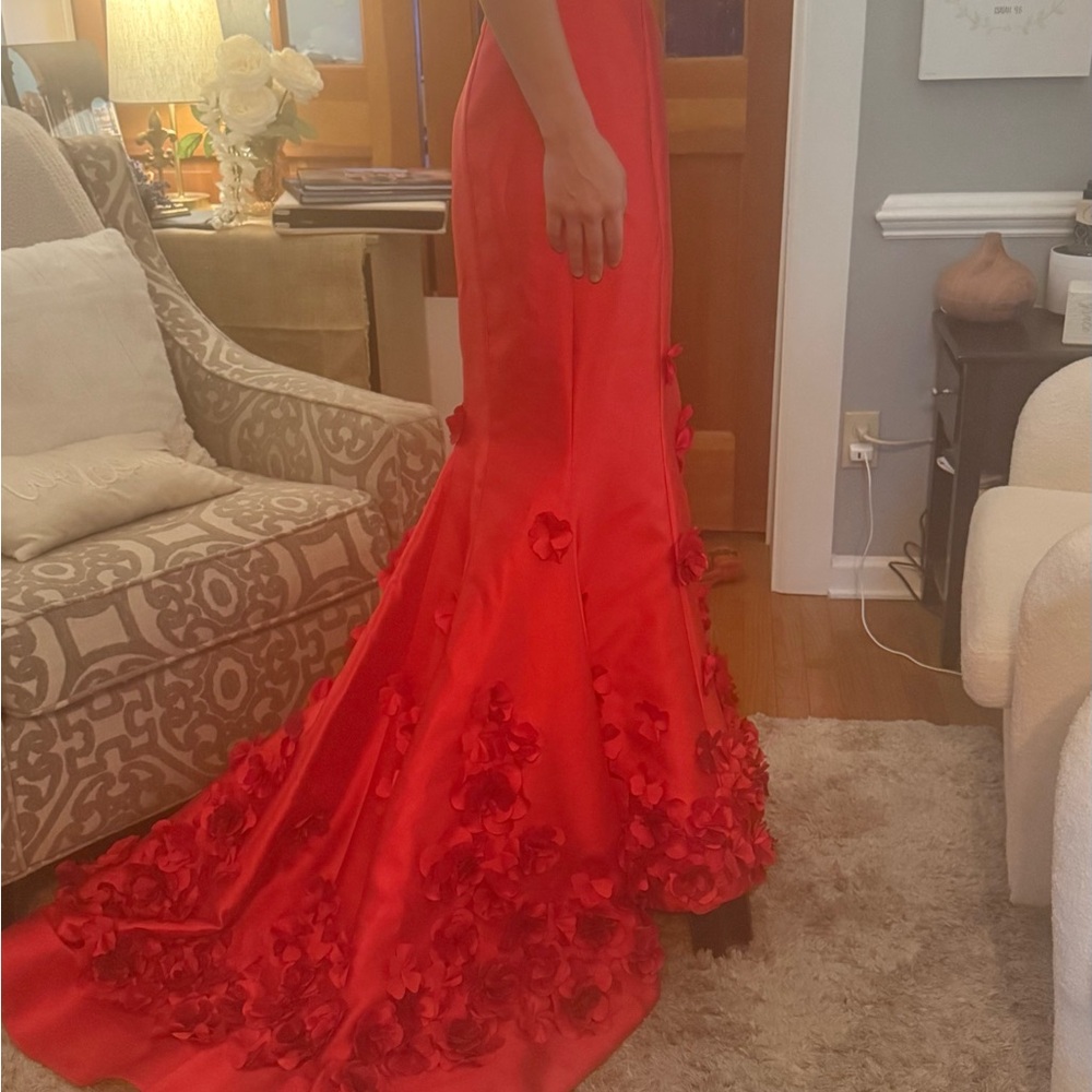 Sherri Hill Red Strapless Gown - Picture 3 of 4